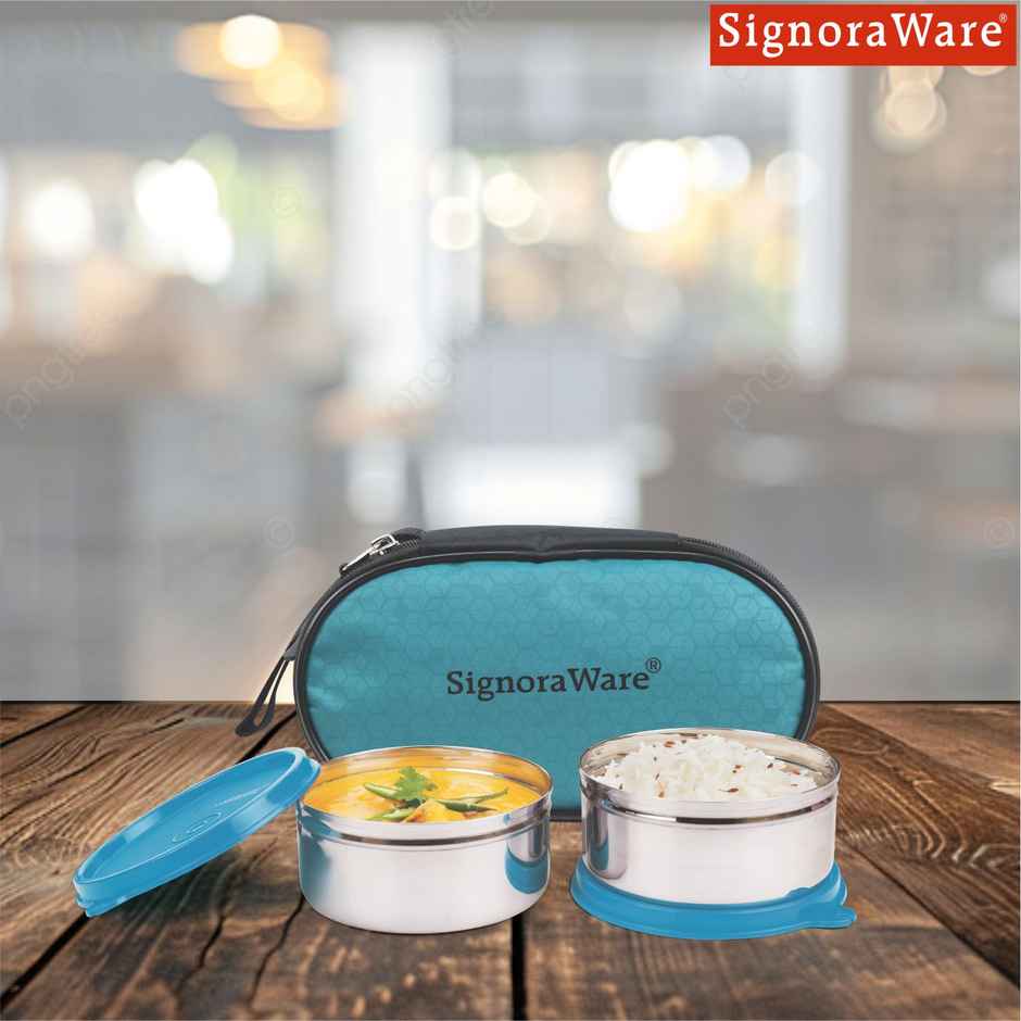 Mid Day Steel Lunch Box Food Grade Stainless Steel Blue