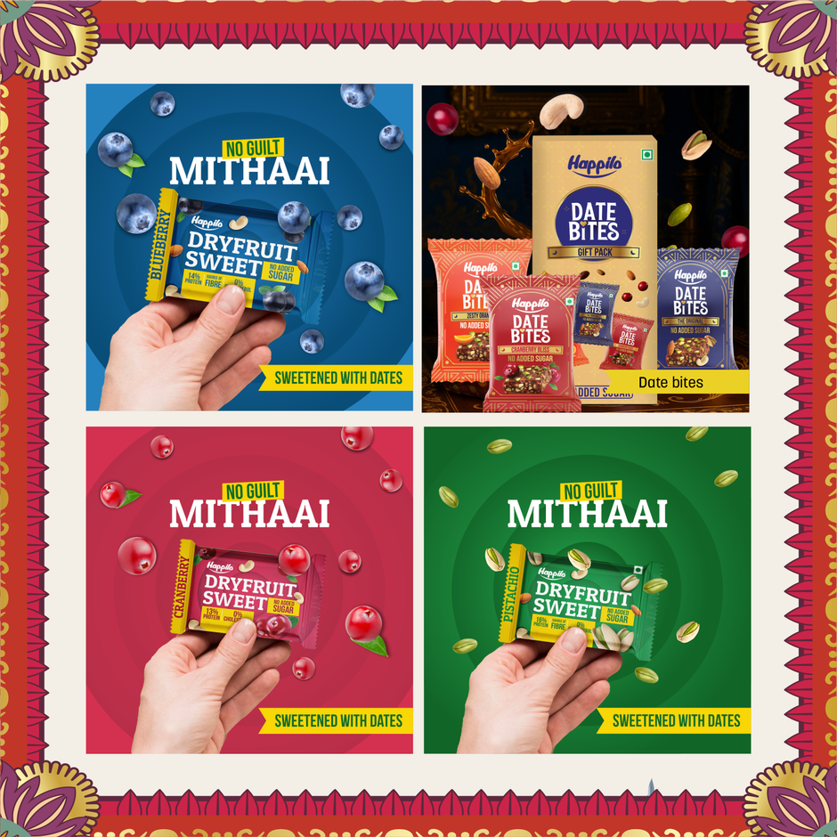 Happilo Dhamaka Gift Box| Plantable Pataka| Date Bites|Motichoor Ladoo Candle | Toran