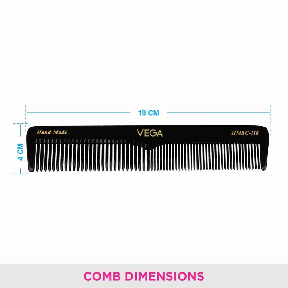 VEGA Graduated Dressing Hair Comb,for Men and Women, Black,Handmade | HMBC-118