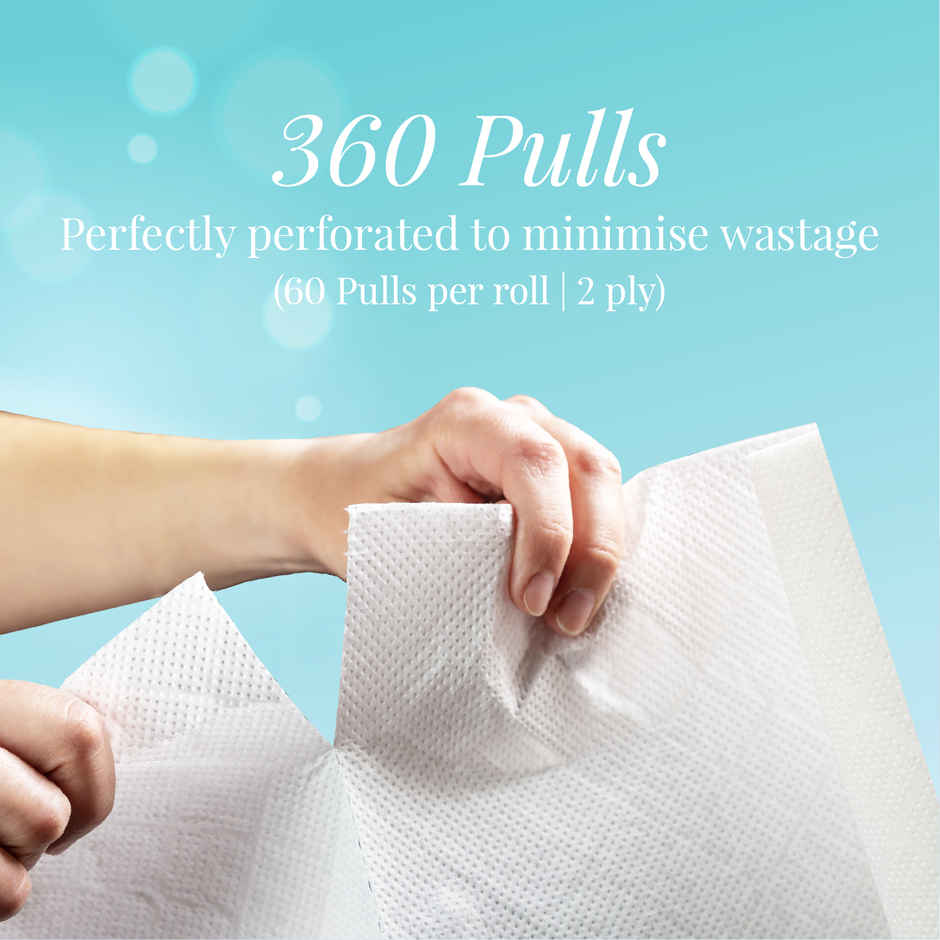 Origami 2 Ply Kitchen 6 in 1 Tissue Paper Roll | 60 Pulls Per Roll | 360 Sheets