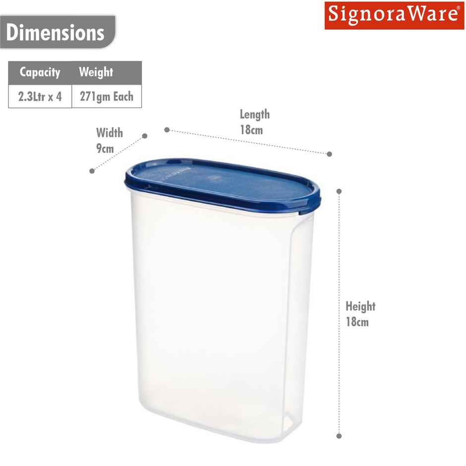Signoraware Modular Oval Container No. 4 | Set of 4 | Blue