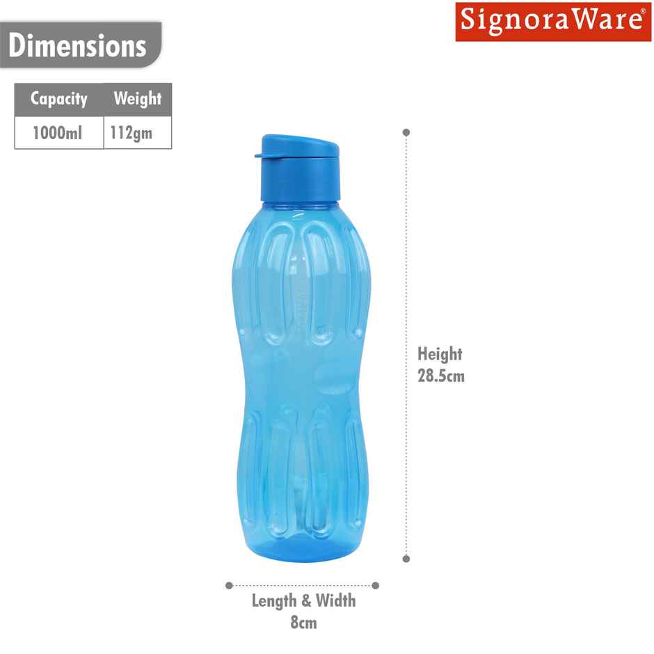 Signoraware Flip Top Aqua Fresh Bottle | Blue | 1 L