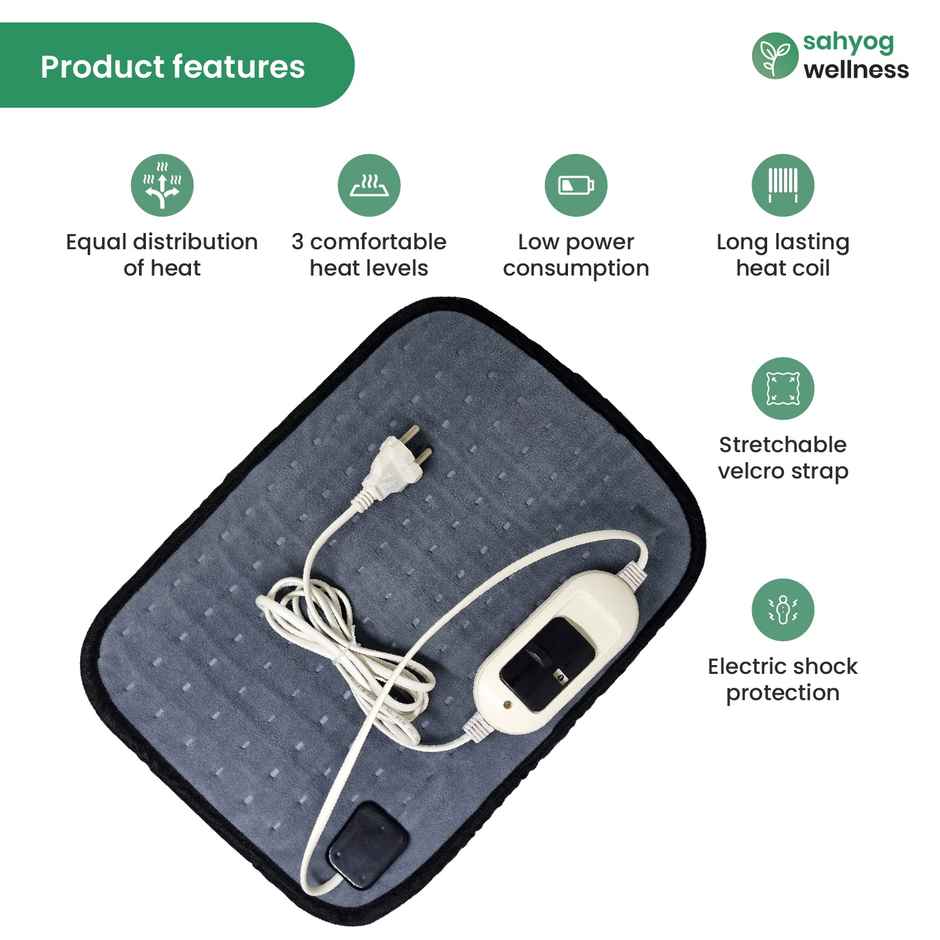Sahyog Wellness Velvet Orthopaedic Pain Reliever Electric Heating Pad Regular Size Grey
