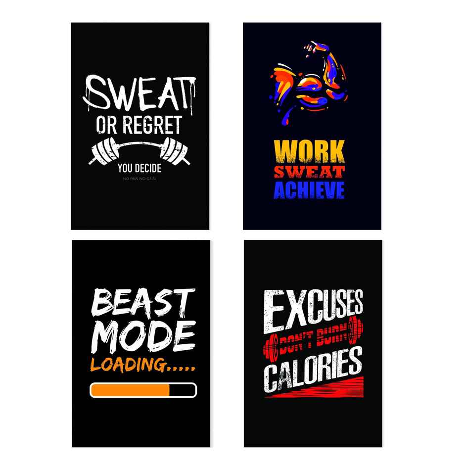 Paper Plane Design Motivational Gym/Fitness Workout Posters | Set of 10 | (12 Inch x 18 Inch) D19