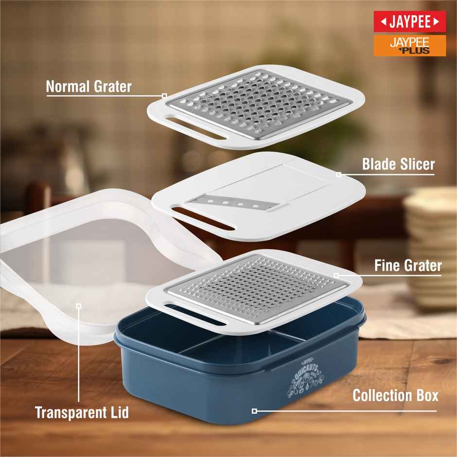 Jaypee Quickcuts Stainless Steel Multipurpose Plate Grater Set | Blue