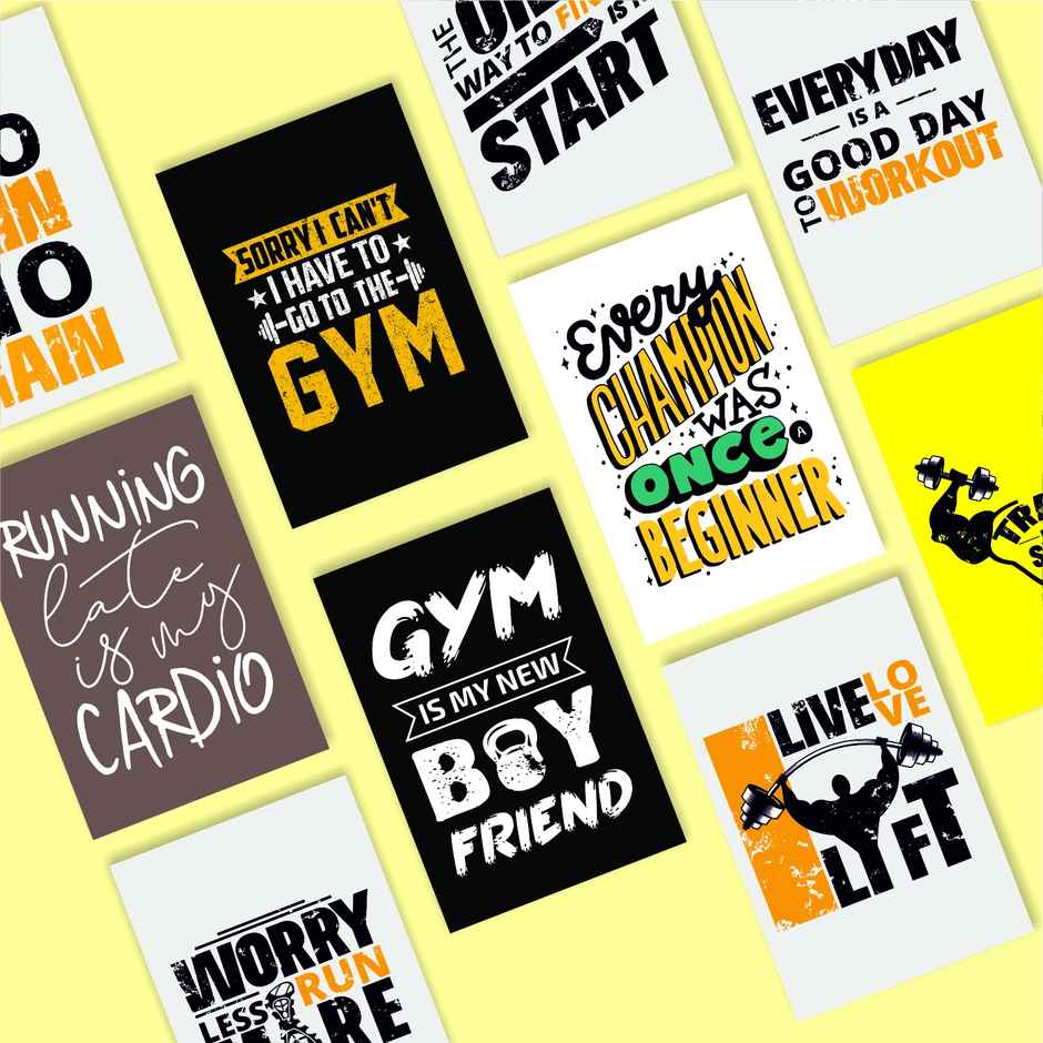 Paper Plane Design Motivational Gym/Fitness Workout Posters | Set of 10 | (12 Inch x 18 Inch) D12