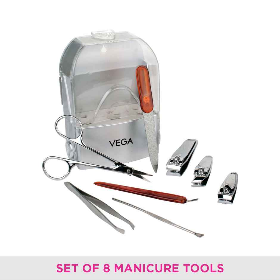 VEGA Manicure Pedicure Set, Nail Scissors Grooming Kit, Pack of 8, | MS-08