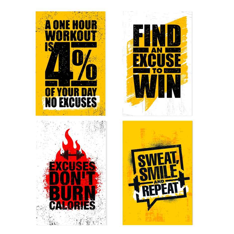 Paper Plane Design Motivational Gym/Fitness Workout Posters | Set of 10 | (12 Inch x 18 Inch) D15