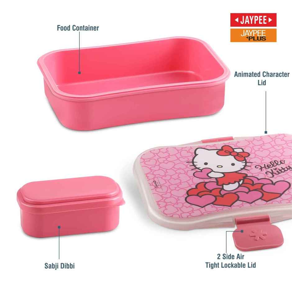 Jaypee Plus My Box Airtight Plastic Lunch Box Hello Kitty Printed for School Kids, Dark Pink, 480ml