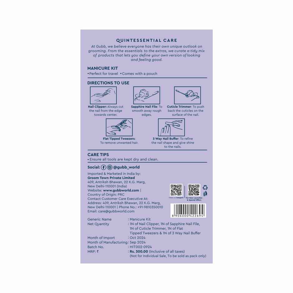 GUBB Manicure Kit-1 Kit | Grooming Tool Kit