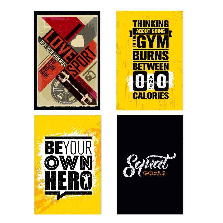 Paper Plane Design Motivational Gym/Fitness Workout Posters | Set of 10 | (12 Inch x 18 Inch) D17