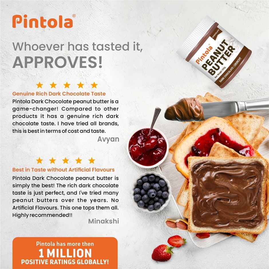 Pintola Peanut Butter Chocolate Flavour Crunchy - 18.6G Protein & 5.2G Dietary Fiber
