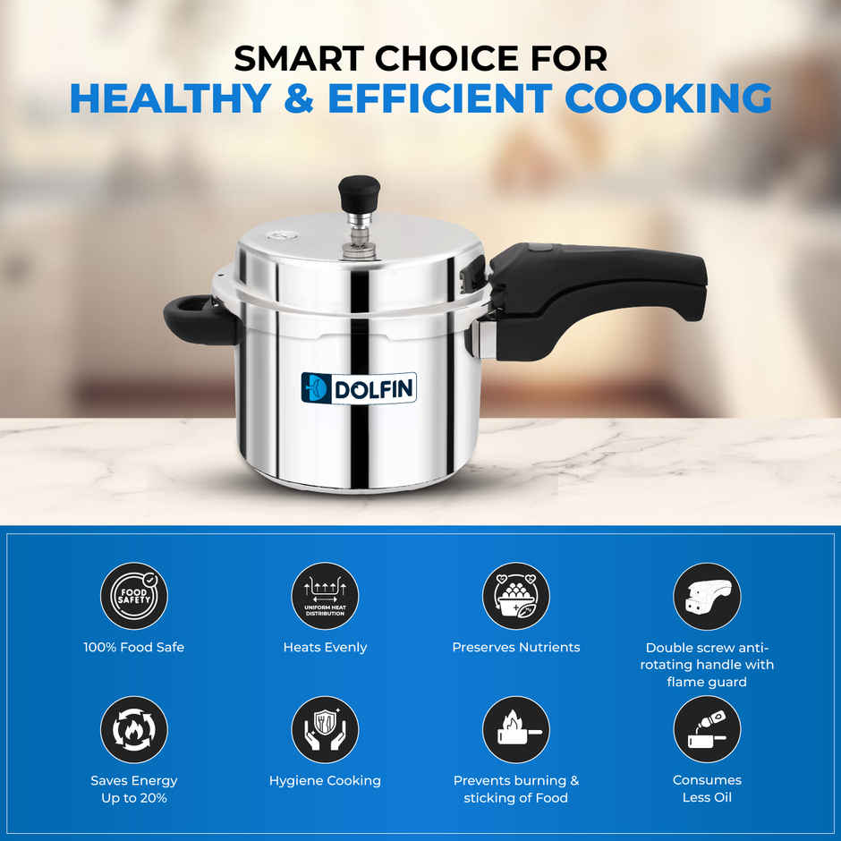 Dolfin Stainless Steel Outer Lid Pressure Cooker Induction Bottom - 3 L
