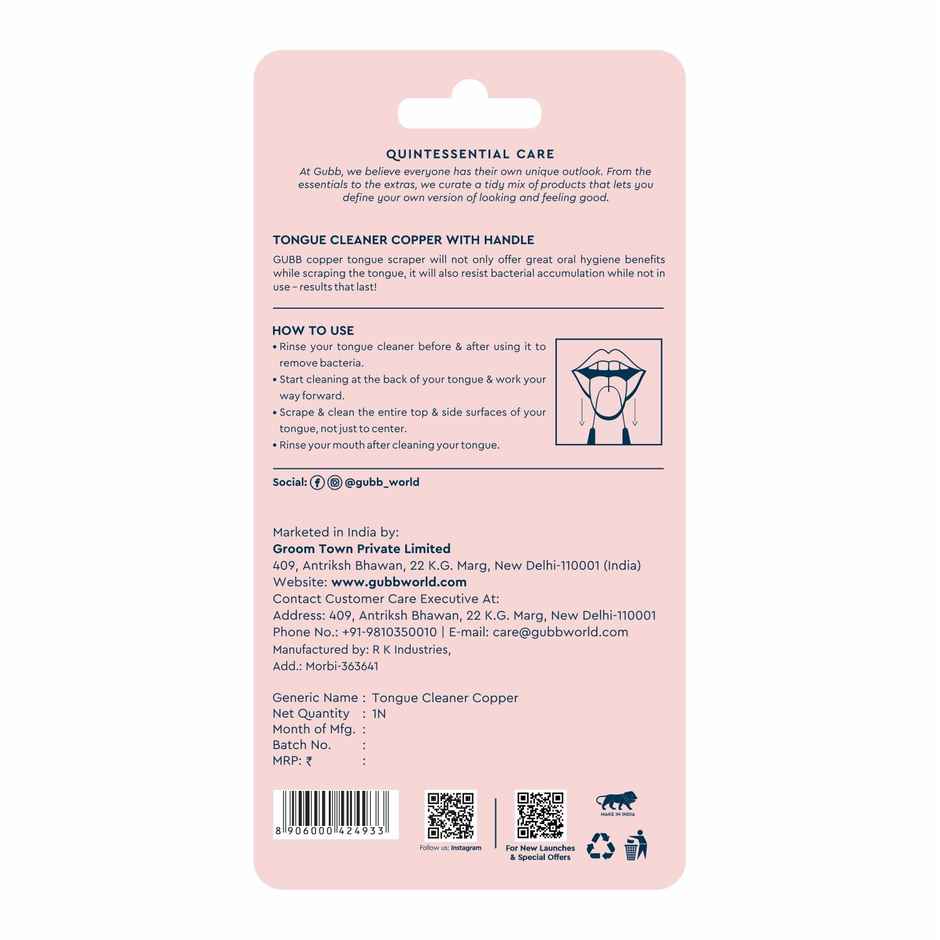 GUBB Copper Tongue Cleaner With Handle