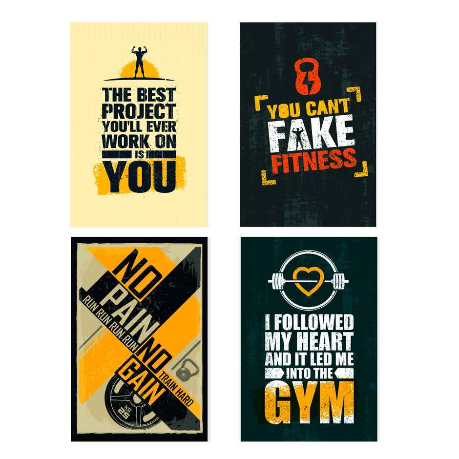 Paper Plane Design Motivational Gym/Fitness Workout Posters | Set of 10 | (12 Inch x 18 Inch) D20