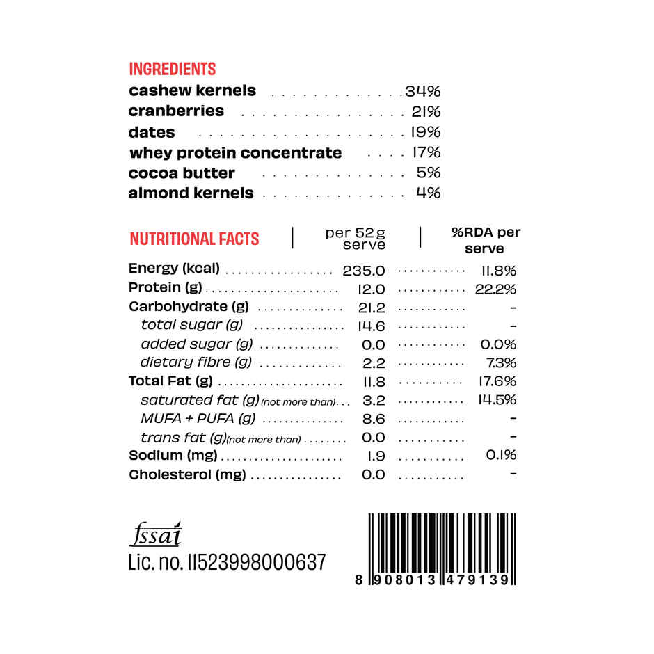 The Whole Truth Cranberry Protein Bar