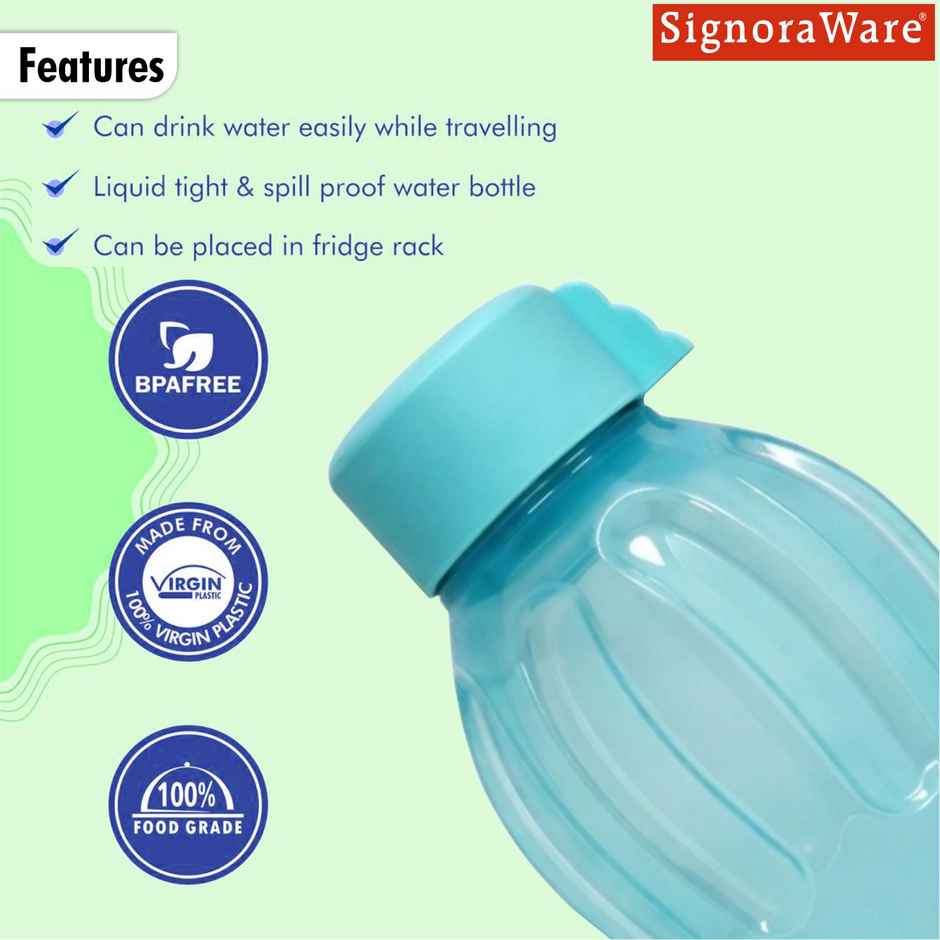 SignoraWare Aqua Fresh-Z BPA-Free Plastic Water Bottle, Airtight & Leakproof | Blue