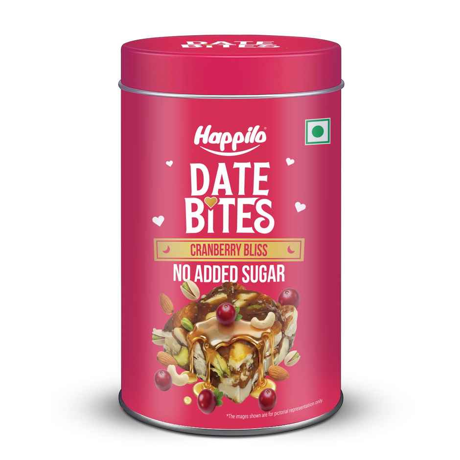 Happilo Premium Date Bites Cranberry Tin