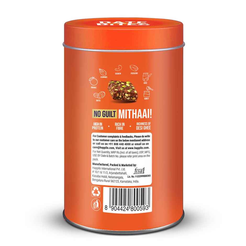 Happilo Premium Date Bites Zesty Orange Tin