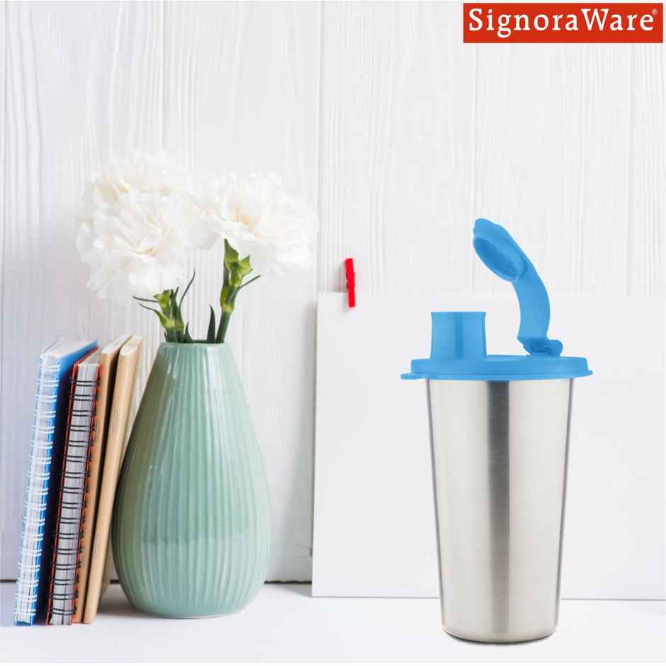 Signoraware Stainless Steel Jumbo Stylish Sipper | Blue - 500 ml