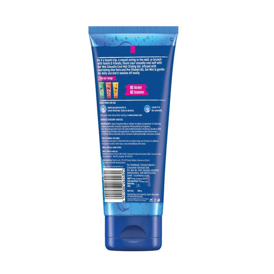 Set Wet Hair Gel for Men Cool Hold Medium Hold Tube