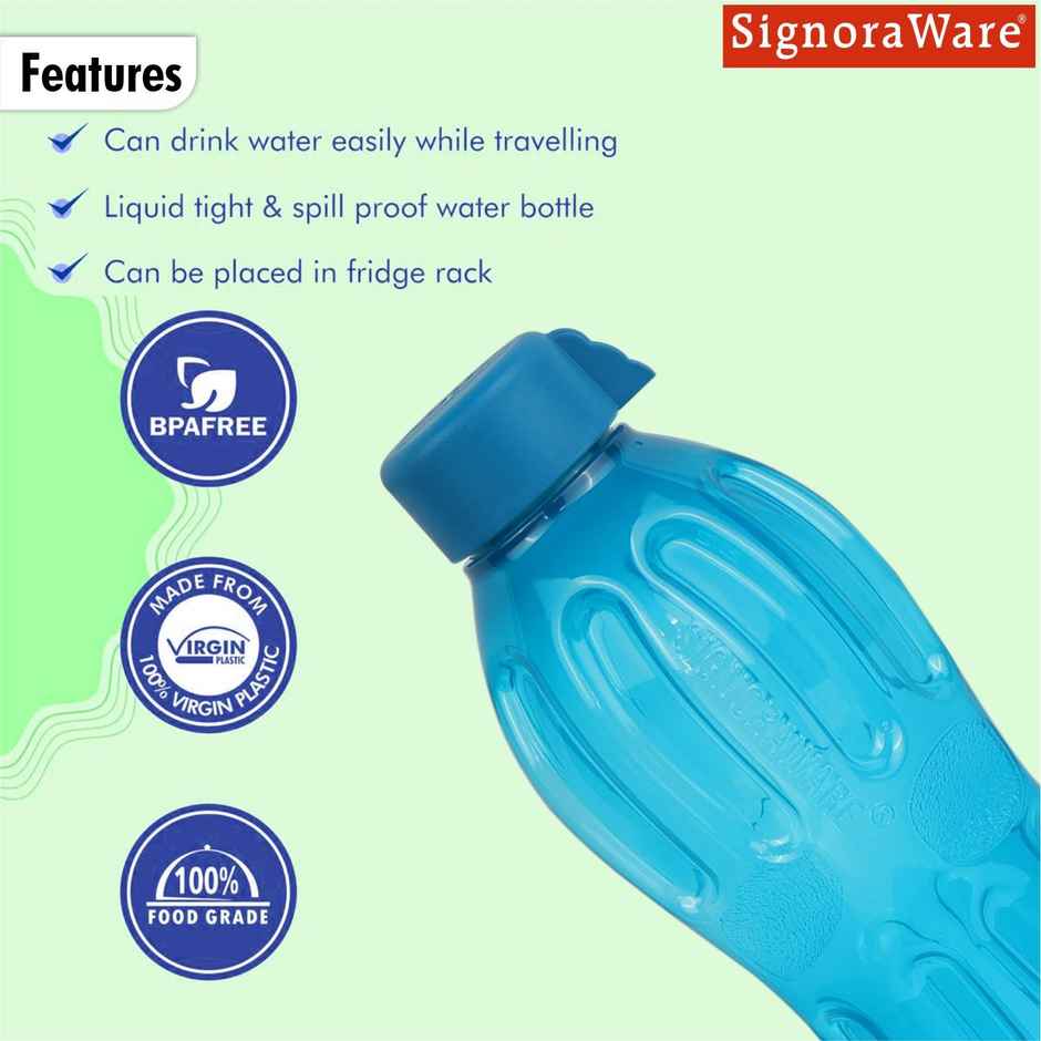 SignoraWare Aqua Fresh BPA Free Plastic Water Bottle 500 ml | Leakproof | Blue