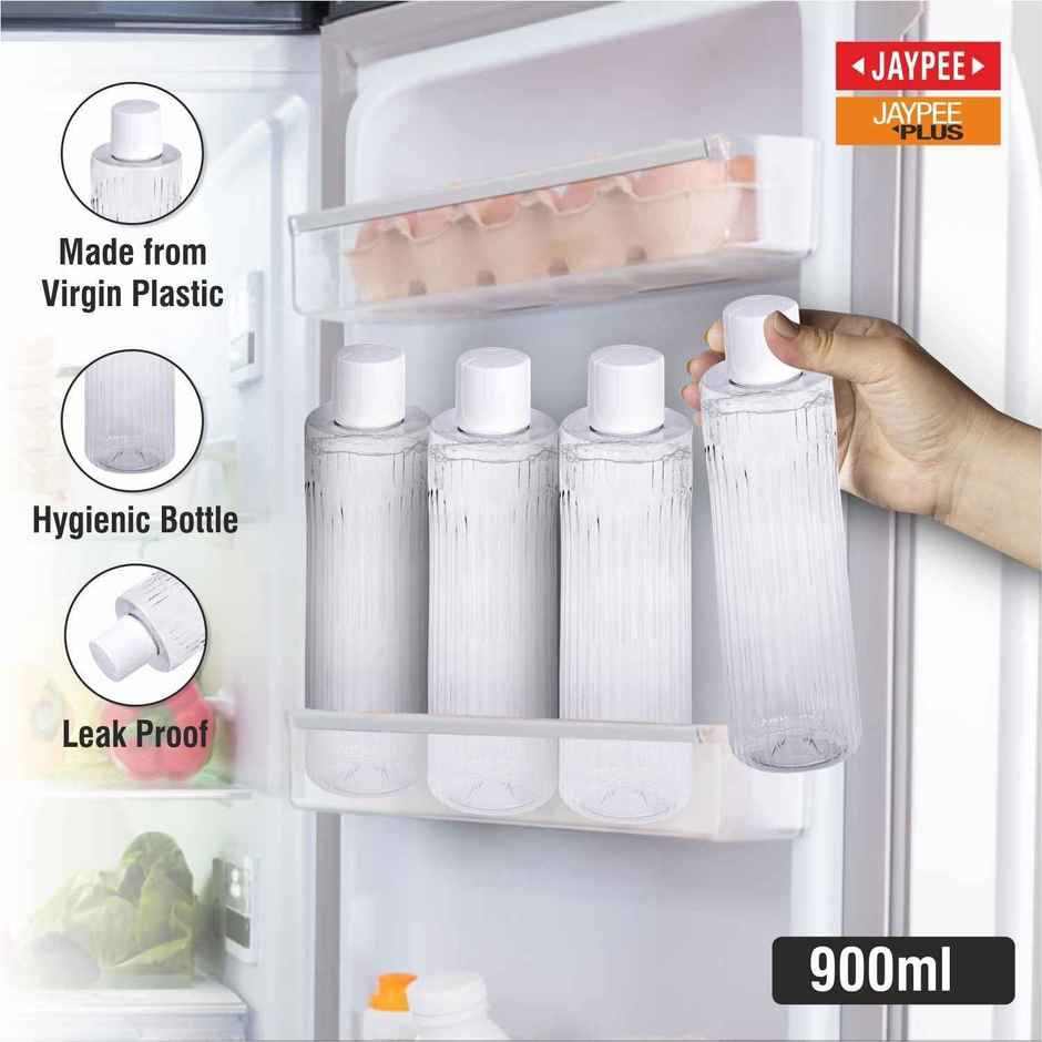 Jaypee Plus Ribba Fridge Plastic Water Bottle Set of 6 | Transparent | Capacity 860 ml Each