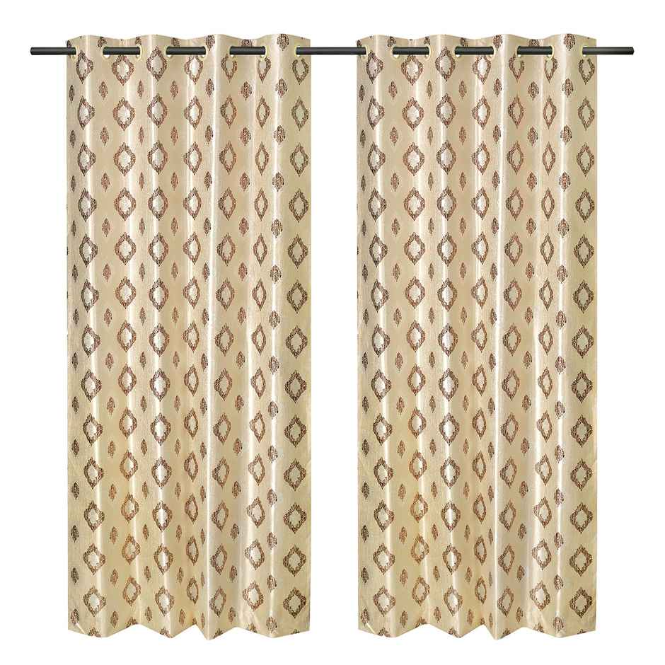 Antzco Beige Door Curtain Crazy Print 7 ft x 4 ft | Pack of 2 | DC02