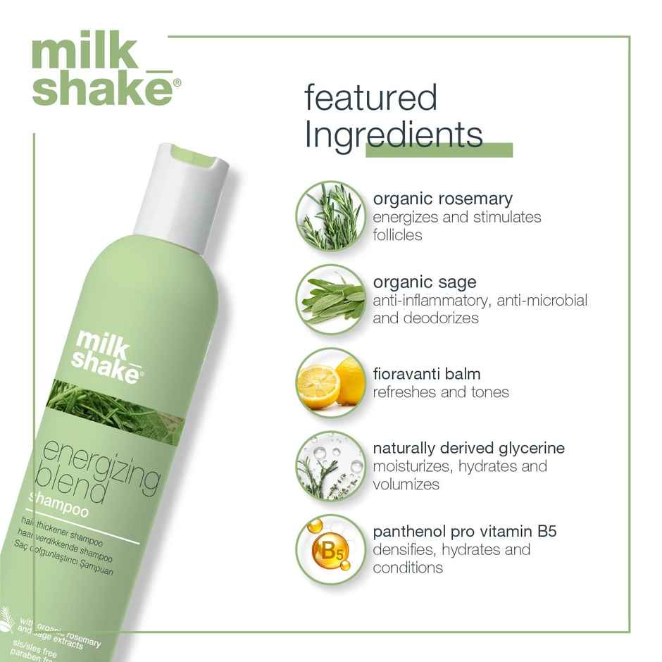 Milkshake Energizing Blend Shampoo For Hair Loss, Fine Hair With Organic Rosemary & Sage