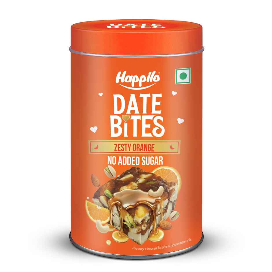 Happilo Premium Date Bites Zesty Orange Tin