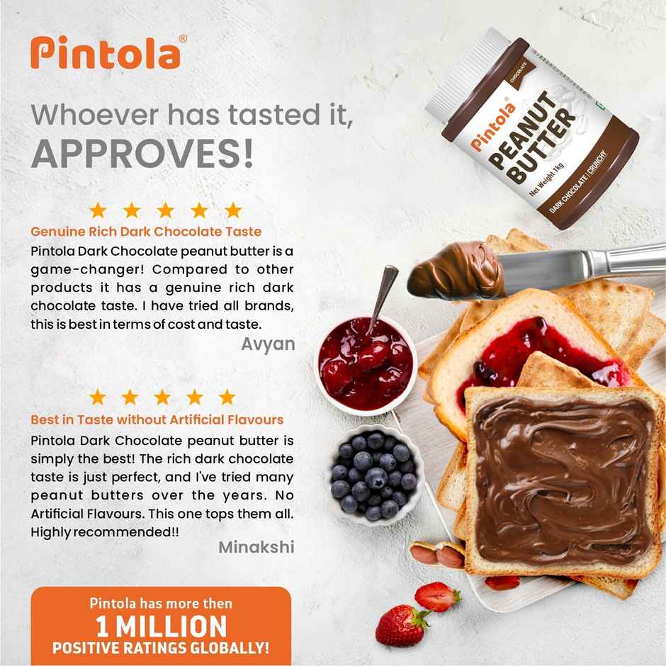 Pintola Peanut Butter Chocolate Flavour Crunchy - 18.6G Protein & 5.2G Dietary Fiber