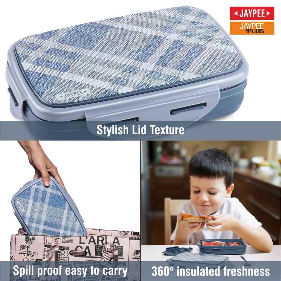 Jaypee Ecosteel Sr. Lunch Box with Spill Proof Box Inside | Inner stainless steel | Benz Blue - 500 ml