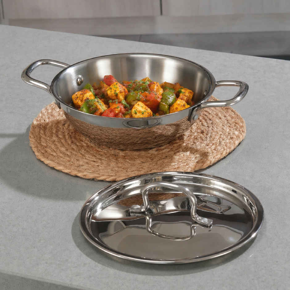 Lifelong Triply Deep Kadai | 24 cm | 2.8 L | With Lid | Induction & Gas Compatible