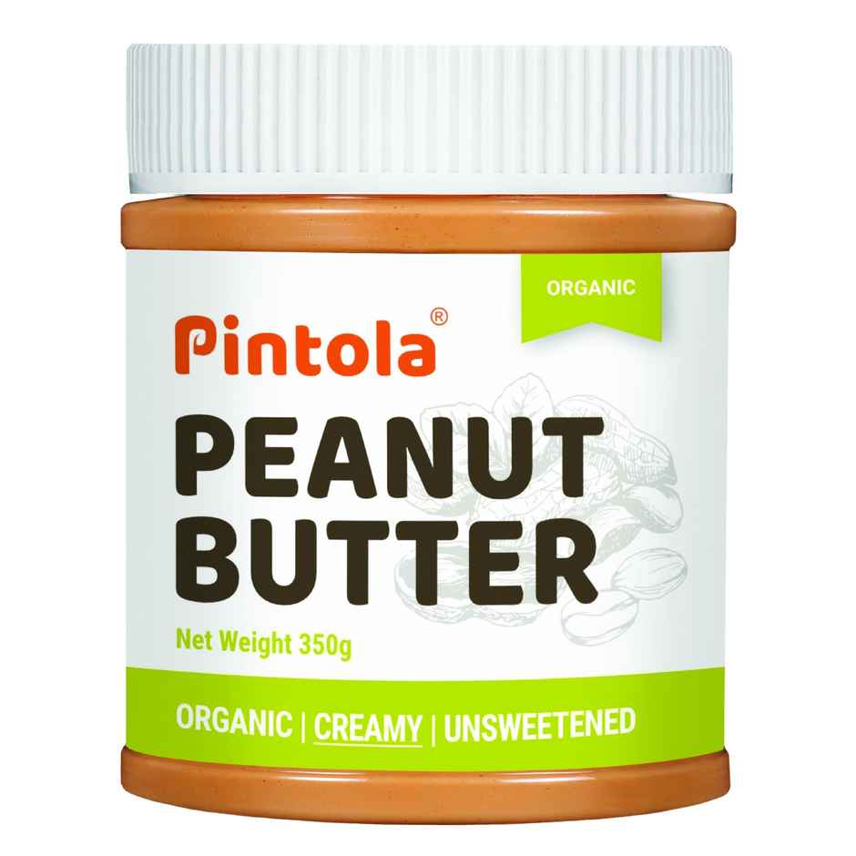 Pintola Organic Unsweetened Peanut Butter Creamy - High Protein 30G & 9G Dietary Fiber