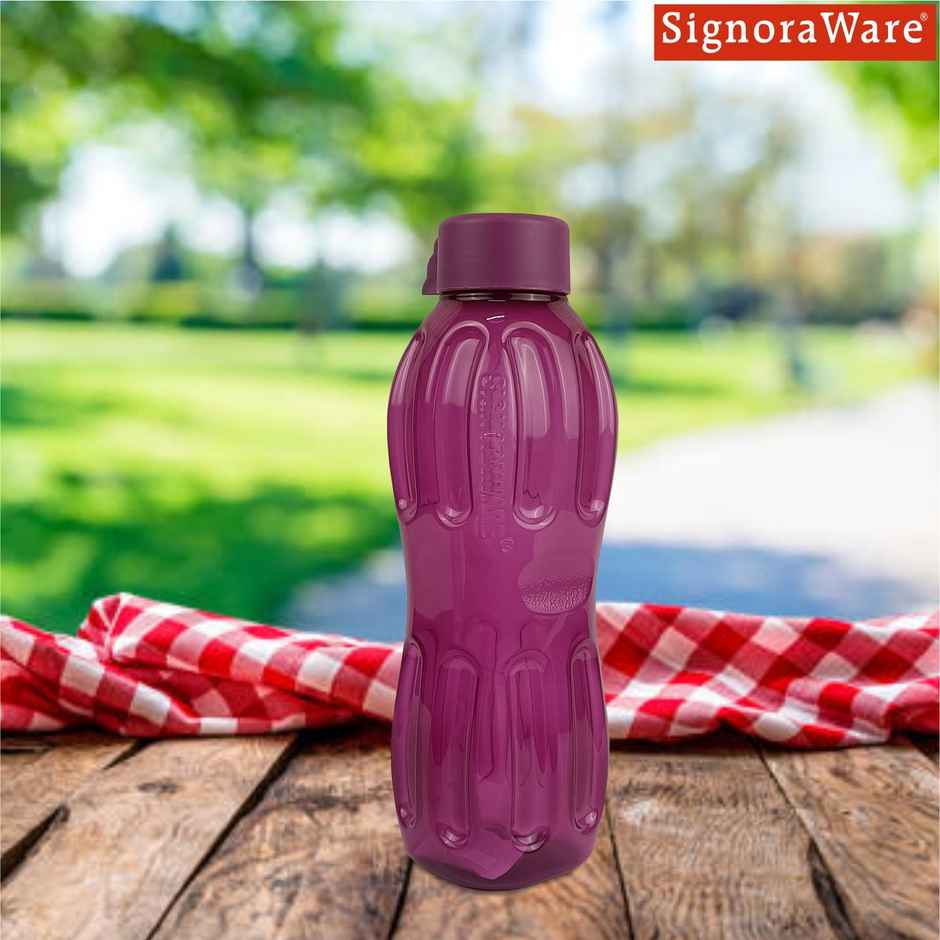 Signoraware Aqua Fresh BPA Free Plastic Water Bottle 1 L | Leakproof | Magenta