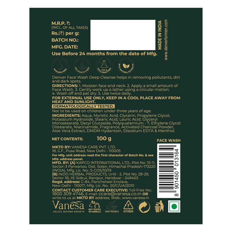 Denver Deep Cleans Face Wash For Men