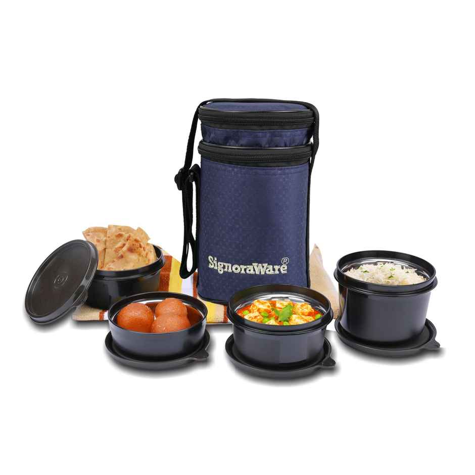 Signoraware Monarch Executive Big Microsafe Steel Lunch Box Food Grade Stainless Steel | Assorted