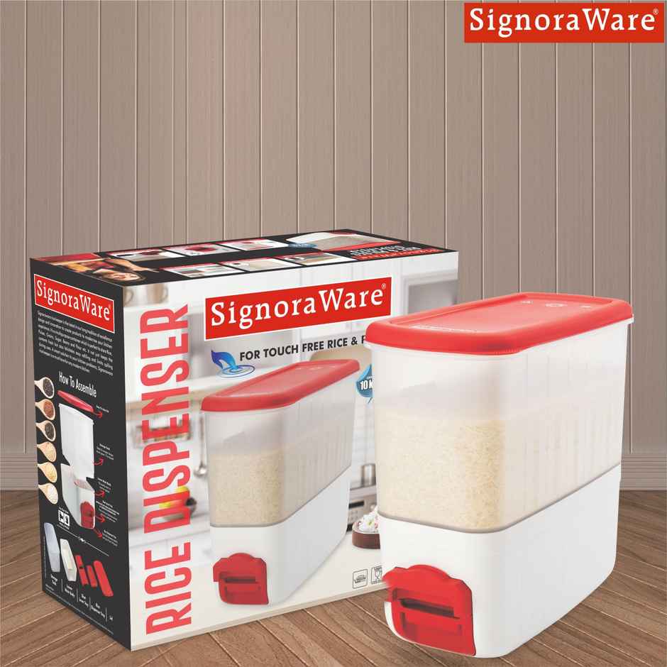 SignoraWare Rice And Pulses Dispenser cum Container | 10 Kg | Red