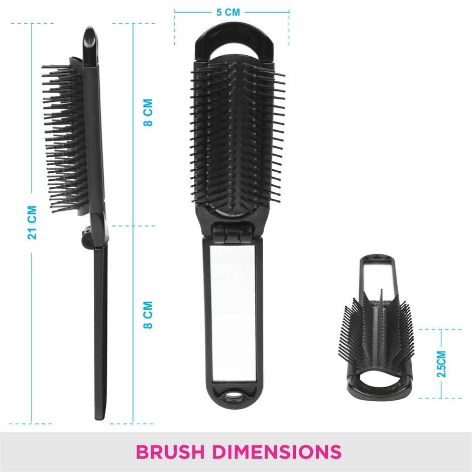 VEGA Folding Hair Brush with Mirror for Men and Women | R1-FM