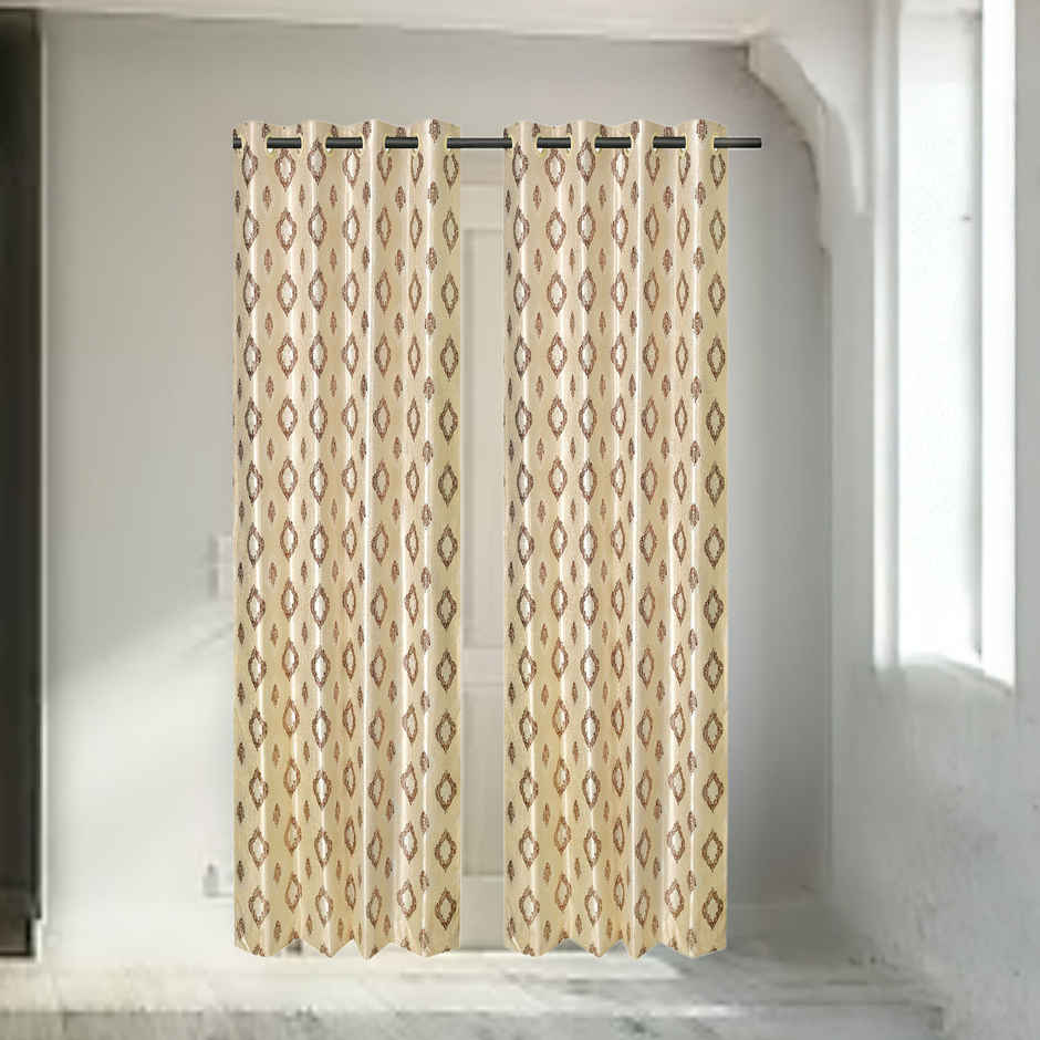 Antzco Beige Door Curtain Crazy Print 7 ft x 4 ft | Pack of 2 | DC02