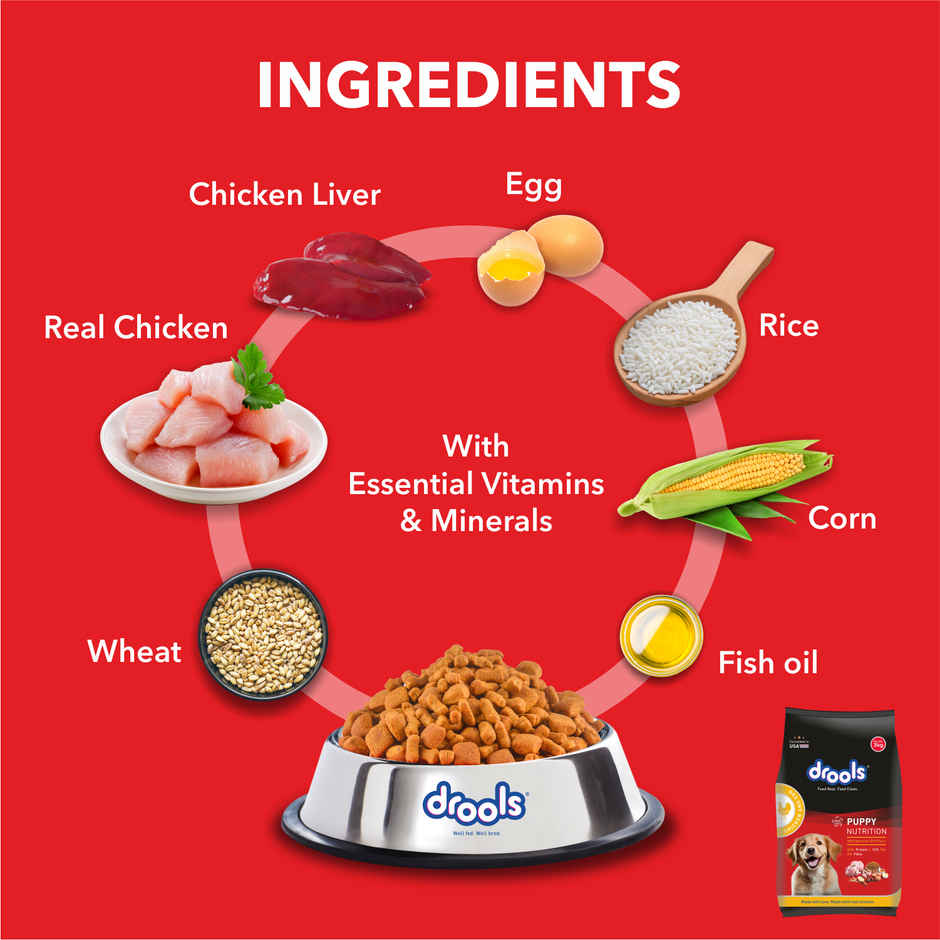 Drools Chicken And Egg Puppy Dry Dog Food (3 kg) With Free 1.2 kg