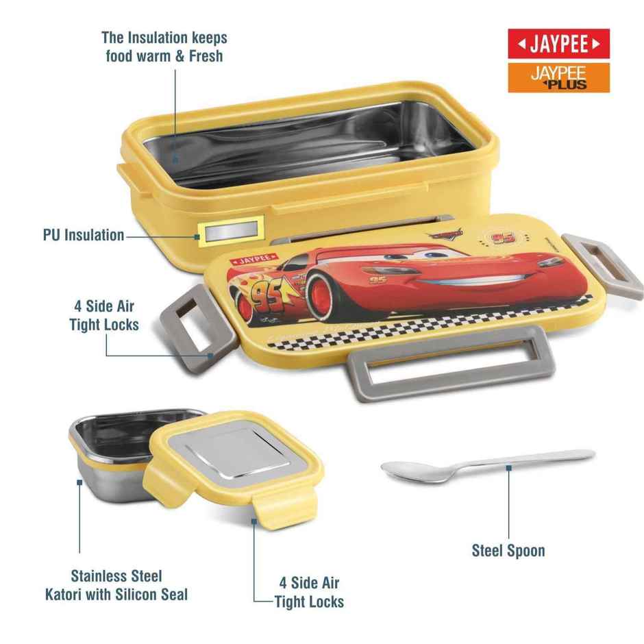 Jaypee Maxteel Jr Stainless Steel Insulated Lunch Box for School Kids, Yellow, (620+150 ml)
