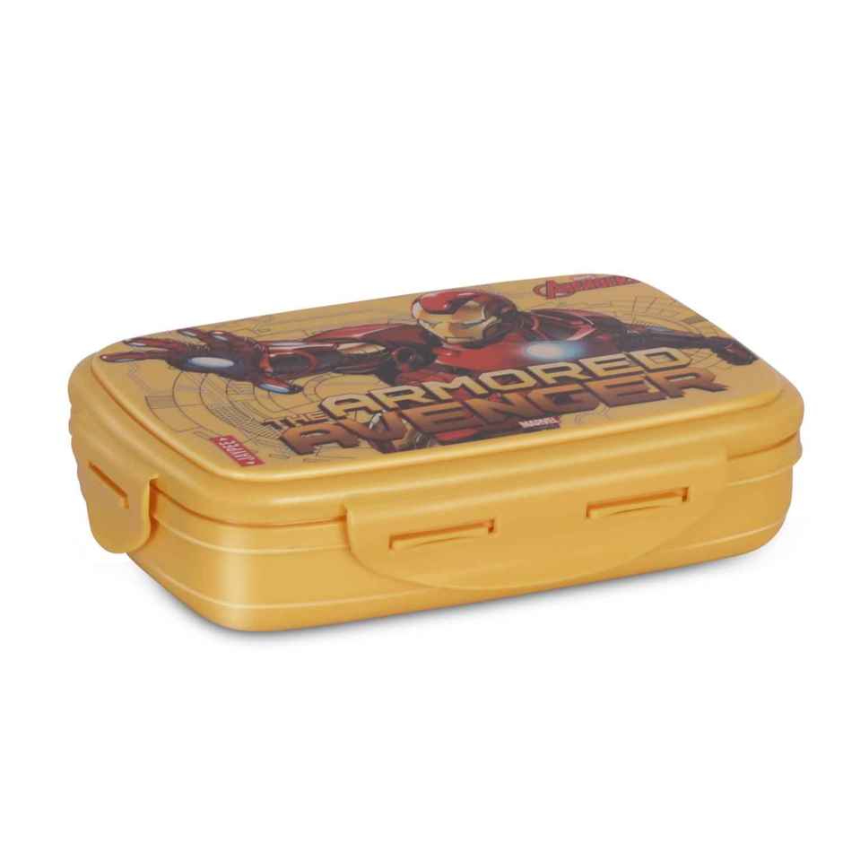 Jaypee Steeltek Sr Insulated Airtight Lunch Box Marvel Avenger Print for School Kids, Yellow, 600ml
