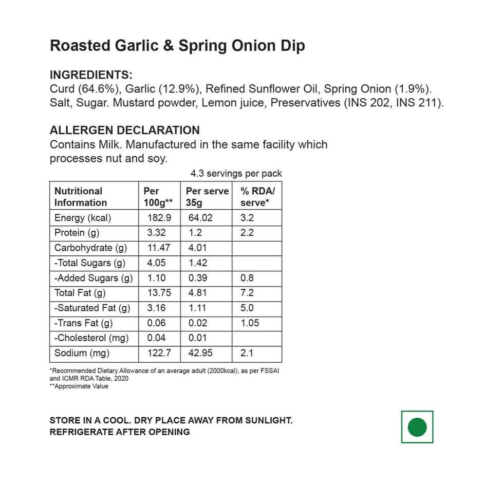 Saucery By Wingreens Roasted Garlic And Spring Onion Dip