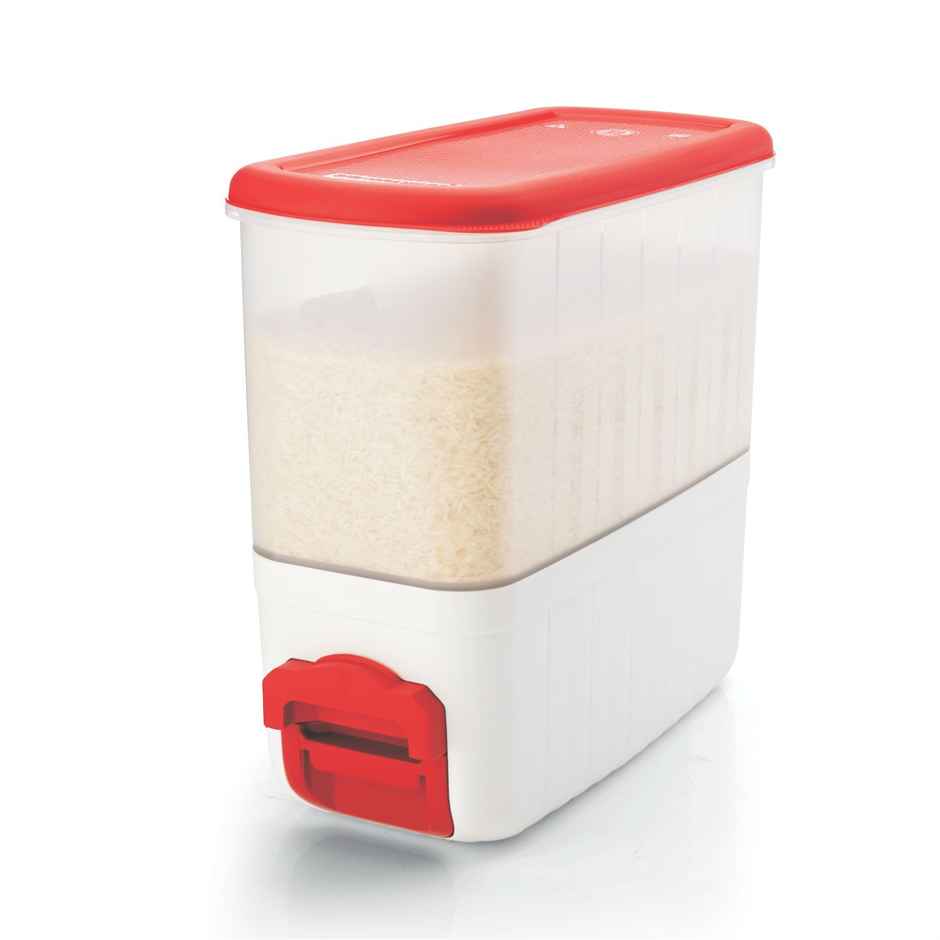 SignoraWare Rice And Pulses Dispenser cum Container | 10 Kg | Red