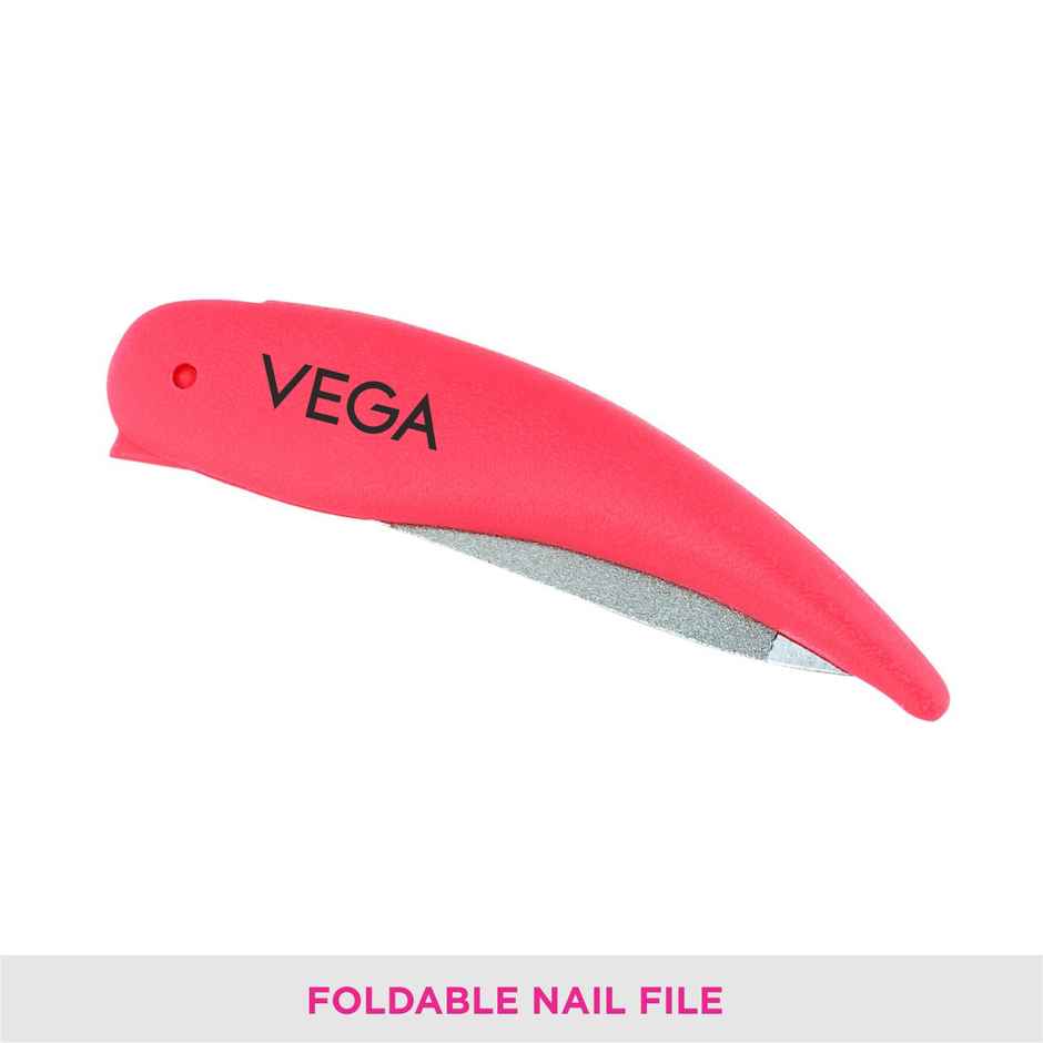 VEGA Portable and Foldable Nail File for Quality Manicure | Pink | FNF-01