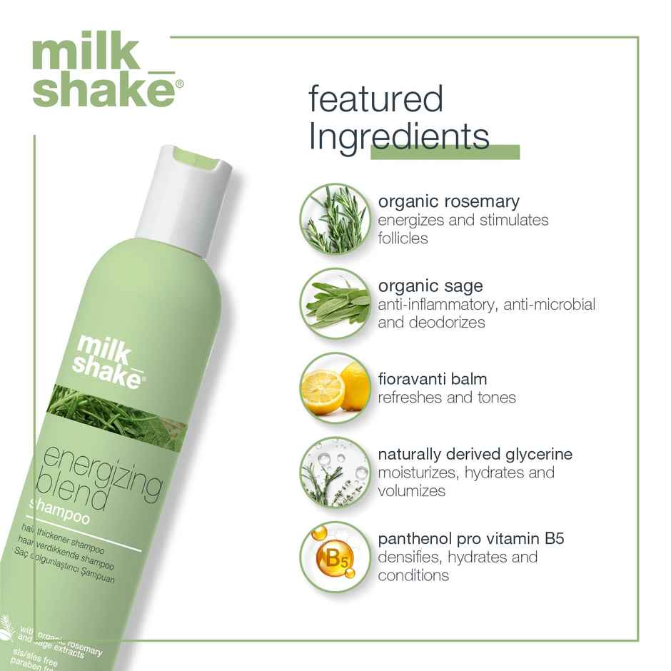 Milkshake Energizing Blend Shampoo For Hair Loss, Fine Hair With Organic Rosemary & Sage
