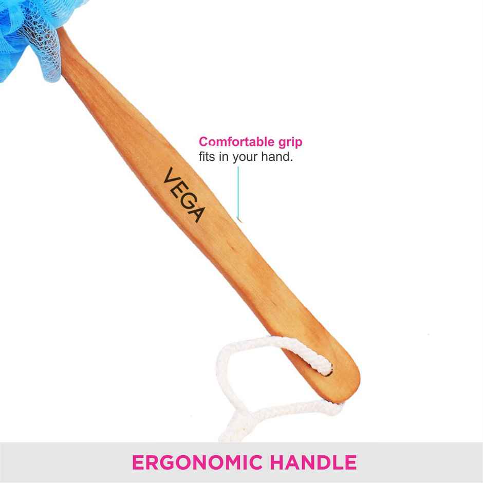 VEGA Soft Bristle Bath Brush With Ergonomic Handle | Plastic | Color May Vary