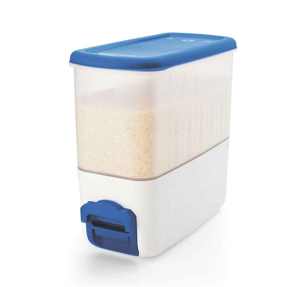 Signoraware Rice Dispenser Container | 10 kg | Blue | Rice Storage Box