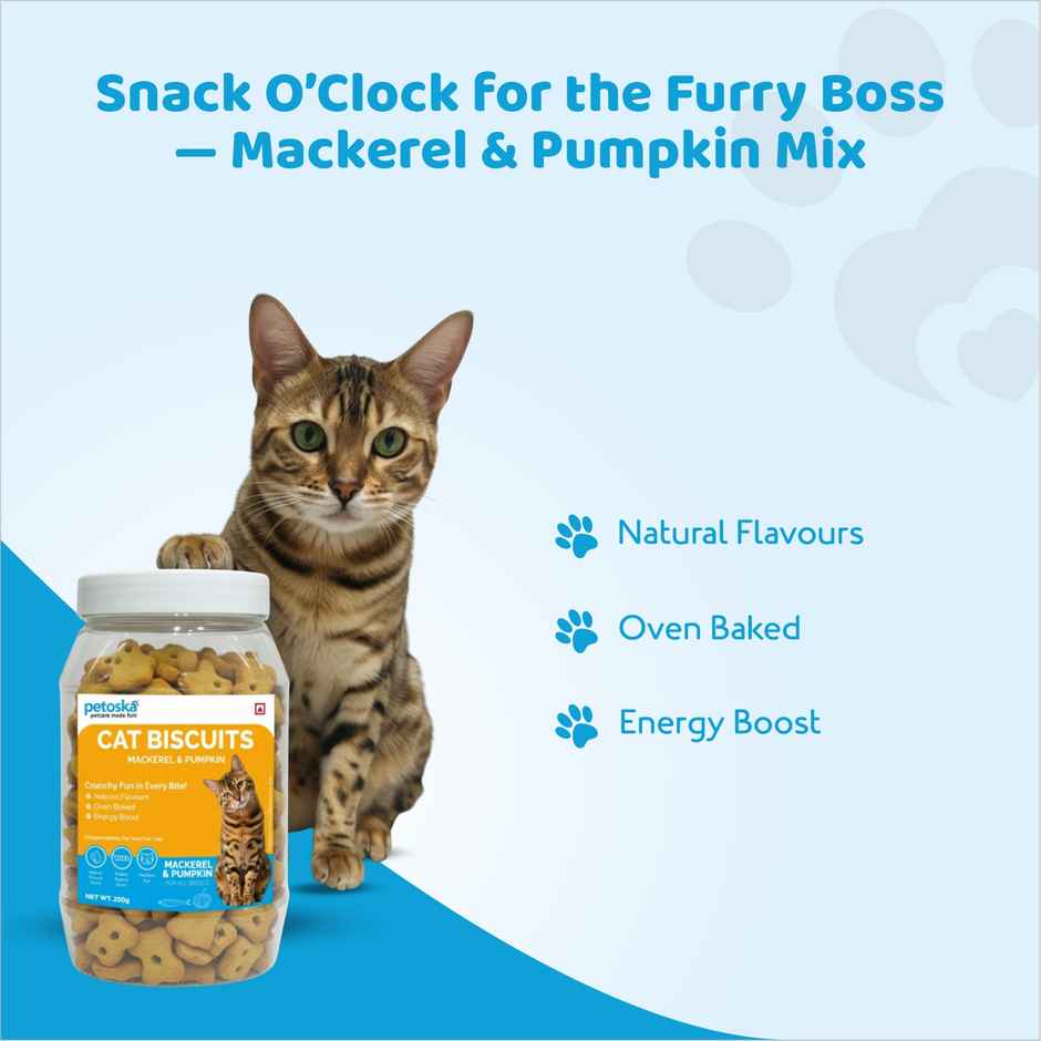 Petoska Crunchy Cat Biscuits Mackerel and Pumpkin